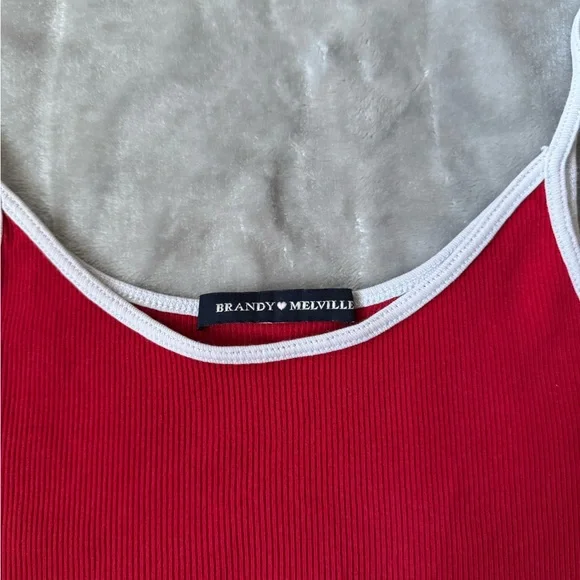 Brandy Melville Red Camisole with White Trim - Picture 2 of 3